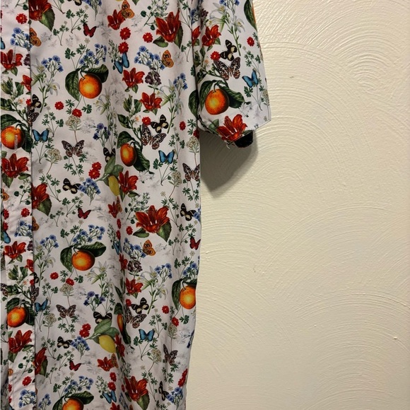 Red and White Casual Button Down Shirt with Floral and Fruit Print - Picture 7 of 8